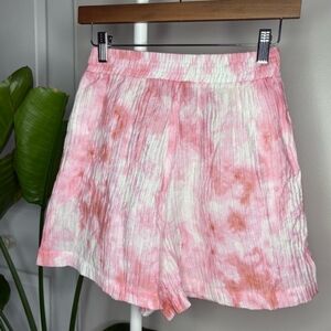 Zara Pink Tie-Dye Crinkley Women's Shorts With Pockets